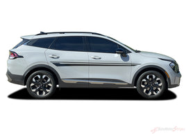 Side view of a silver 2023-2026 Kia Sportage on a white background