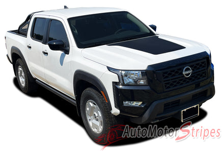 Front view 2022-2026 Nissan Frontier Hood Graphic Vinyl Stripes Decals Kit