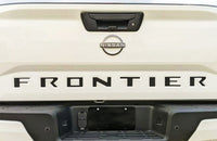 Rear view of 2022-2026 Nissan Frontier Tailgate Text Letters Decals Vinyl Graphics Stripes Kit