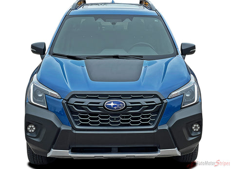 View of 2019-2024 Subaru Forester FOREST HOOD Decals Accent Stripes 3M Vinyl Graphics Kit