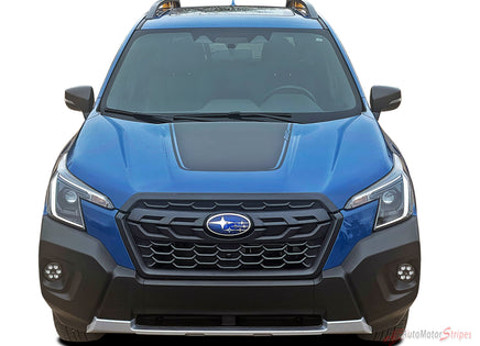 View of 2019-2024 Subaru Forester GROOVE HOOD Decals Accent Stripes 3M Vinyl Graphics Kit