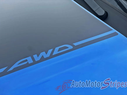 View of 2019-2024 Subaru Forester GROOVE HOOD Decals Accent Stripes 3M Vinyl Graphics Kit