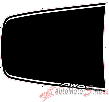View of 2019-2024 Subaru Forester GROOVE HOOD Decals Accent Stripes 3M Vinyl Graphics Kit