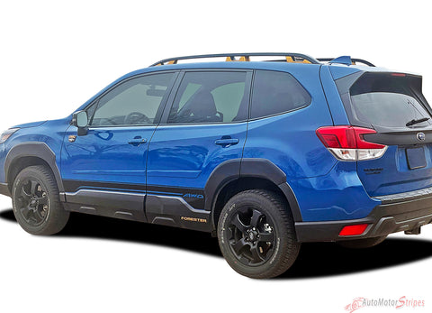 View of 2019-2024 Subaru Forester GROOVE SIDES Door Decals Accent Stripes 3M Vinyl Graphics Kit