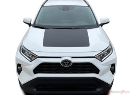 View of 2019-2025 Toyota RAV4 ZENITH HOOD Decals Accent Stripes 3M Vinyl Graphics Kit