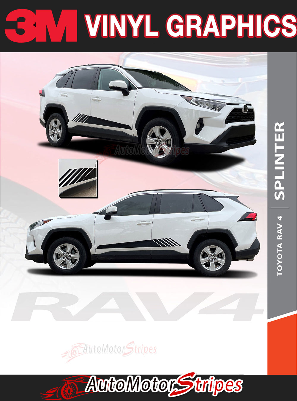 2019-2023 Toyota RAV4 SPLINTER Side Door Body Decals Accent Stripes 3M ...