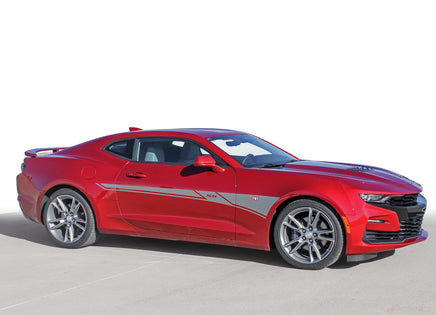 Detailed view of 2019-2024 Chevy Camaro Body Decal Backlash Side Door Stripes 3M Vinyl Graphics Kit