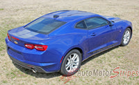Detailed view of 2019-2024 Chevy Camaro Racing Stripes Rev Sport with Pin Outline Rally Hood Decals Vinyl Graphics Kit