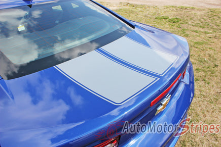 Detailed view of 2019-2024 Chevy Camaro Racing Stripes Rev Sport with Pin Outline Rally Hood Decals Vinyl Graphics Kit