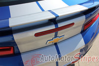 Detailed view of 2019-2024 Chevy Camaro Racing Stripes Turbo Rally Dual Hood Decals Vinyl Graphics Kit