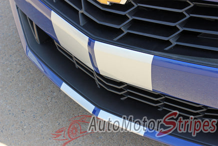 Detailed view of 2019-2024 Chevy Camaro Racing Stripes Turbo Rally Dual Hood Decals Vinyl Graphics Kit