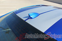Detailed view of 2019-2024 Chevy Camaro Racing Stripes Turbo Rally Dual Hood Decals Vinyl Graphics Kit
