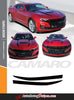Detailed view of 2019-2024 Chevy Camaro Spider Decals Hood Spear Stripes Widow 3M Vinyl Graphics Kit