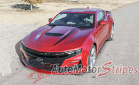 Detailed view of 2019-2024 Chevy Camaro Spider Decals Hood Spear Stripes Widow 3M Vinyl Graphics Kit