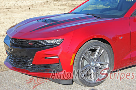 Detailed view of 2019-2024 Chevy Camaro Spider Decals Hood Spear Stripes Widow 3M Vinyl Graphics Kit