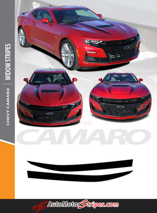 Detailed view of 2019-2024 Chevy Camaro Spider Decals Hood Spear Stripes Widow 3M Vinyl Graphics Kit