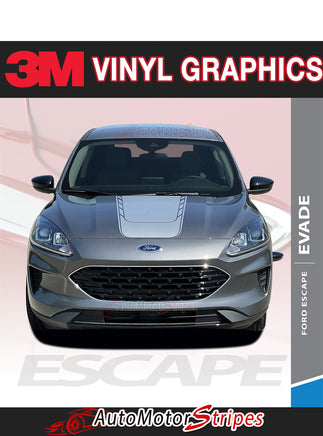 Detailed view of 2021-2025 Ford Escape EVADE Center Hood Accent Vinyl Graphic 3M Stripes Decal