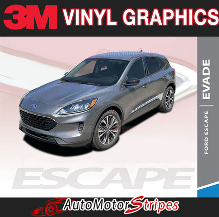 Detailed view of 2021-2025 Ford Escape EVADE SIDES Stripes Lower Door Body Accent 3M Decals Vinyl Graphic