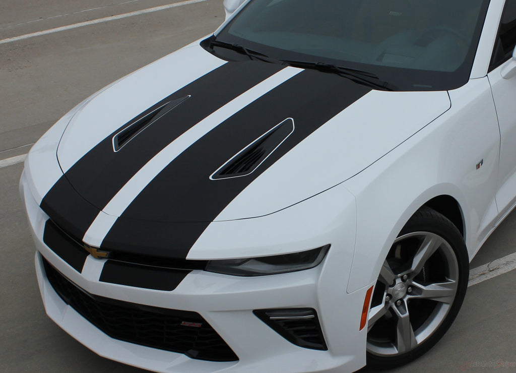 2016-2018 Chevy Camaro Cam-Sport OEM Factory Style Hood Rally Decals 3M Racing Stripes Kit fits SS RS V6