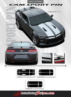 Detailed view of 2016-2028 Chevy Camaro Cam-Sport Pin Striping Outline OEM Factory Style Hood Rally Decals 3M Racing Stripes Kit fits SS RS V6