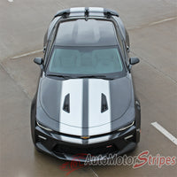 Detailed view of 2016-2028 Chevy Camaro Cam-Sport Pin Striping Outline OEM Factory Style Hood Rally Decals 3M Racing Stripes Kit fits SS RS V6