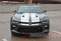 Detailed view of 2016-2028 Chevy Camaro Cam-Sport Pin Striping Outline OEM Factory Style Hood Rally Decals 3M Racing Stripes Kit fits SS RS V6