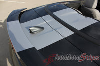 Detailed view of 2016-2018 Chevy Camaro Convertible Overdrive Center Wide Hood Roof Trunk Spoiler Rally Racing 3M Stripes Kit fits SS RS V6 - Rear Trunk View