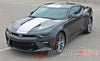 Detailed view of 2016-2018 Chevy Camaro Overdrive Center Wide Hood Roof Trunk Spoiler Rally Racing 3M Stripes Kit fits SS RS V6