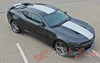 Detailed view of 2016-2018 Chevy Camaro Overdrive Center Wide Hood Roof Trunk Spoiler Rally Racing 3M Stripes Kit fits SS RS V6
