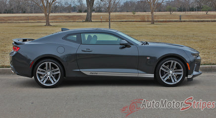 Detailed view of 2016-2018 Chevy Camaro Skid Rockers Lower Rocker Panel Door Striping 3M Stripes Kit