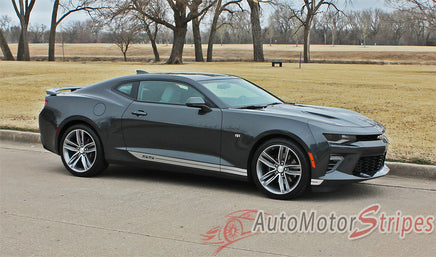 Detailed view of 2016-2018 Chevy Camaro Skid Rockers Lower Rocker Panel Door Striping 3M Stripes Kit