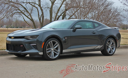 Detailed view of 2016-2018 Chevy Camaro Tread Rockers Lower Rocker Panel Door Striping 3M Stripes Kit