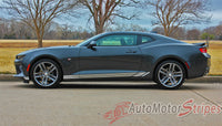 Detailed view of 2016-2018 Chevy Camaro Tread Rockers Lower Rocker Panel Door Striping 3M Stripes Kit