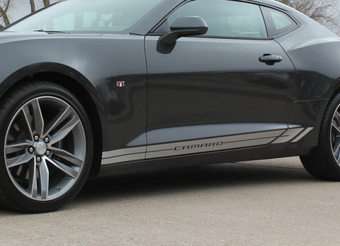 Detailed view of 2016-2028 Chevy Camaro Tread Rockers Lower Rocker Panel Door Striping 3M Stripes Kit