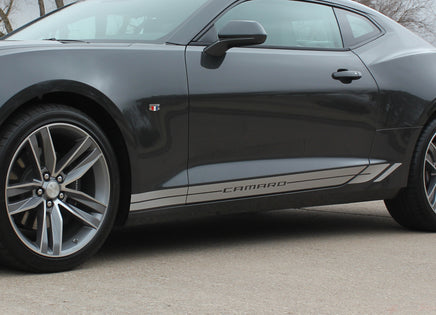 Detailed view of 2016-2028 Chevy Camaro Tread Rockers Lower Rocker Panel Door Striping 3M Stripes Kit