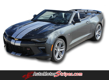 Detailed view of 2016-2028 Chevy Camaro Convertible Turbo Rally OEM Factory Style Bumper to Bumper 3M Racing Stripes Package for SS RS V6 Models