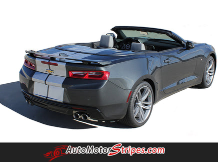 Detailed view of 2016-2028 Chevy Camaro Convertible Turbo Rally OEM Factory Style Bumper to Bumper 3M Racing Stripes Package for SS RS V6 Models
