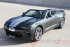 Detailed view of 2016-2018 Chevy Camaro Convertible Turbo Rally OEM Factory Style Bumper to Bumper 3M Racing Stripes Package for SS RS V6 Models - Front Driver Side View