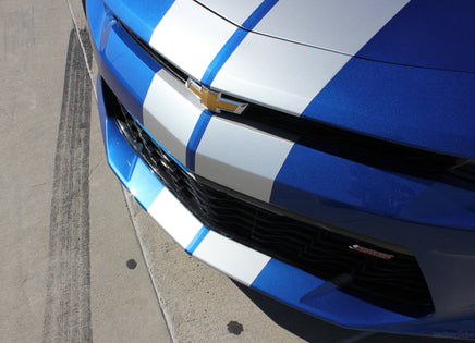 Detailed view of 2016-2028 Chevy Camaro Turbo Rally Bumper to Bumper 3M Racing Stripes Package