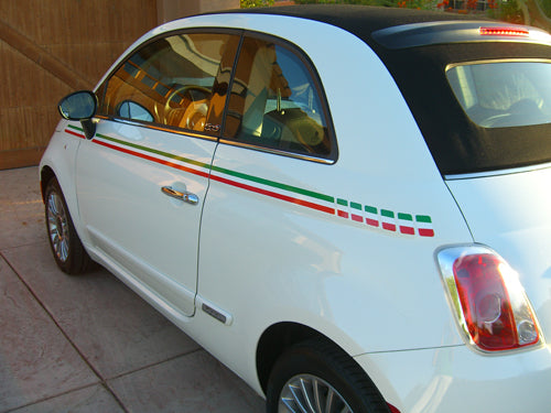 2007-2020 Fiat 500 Italian Side Accent Red and Green Door Stripes Vinyl Graphic Kit