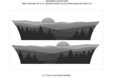 Detailed view of 2021-2026 Ford Bronco Full Size WANDERER Side Body Stripes Upper Door Accent Decals Vinyl Graphics Kits 3M