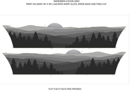 Detailed view of 2021-2026 Ford Bronco Full Size WANDERER Side Body Stripes Upper Door Accent Decals Vinyl Graphics Kits 3M