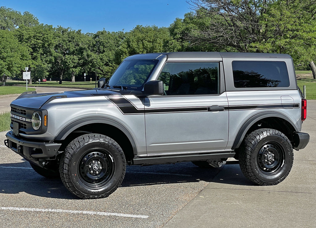 2021 2022 2023 2024 Ford Bronco Full Size CINCH 2 DOOR Side Body Stripes Upper Door Accent Decals Vinyl Graphics Kits 3M