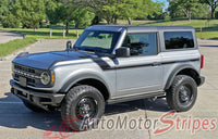 Detailed view of 2021-2026 Ford Bronco Full Size CINCH 2 DOOR Side Body Stripes Upper Door Accent Decals Vinyl Graphics Kits 3M