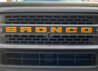 Detailed view of 2021-2026 Ford Bronco Full Size LETTER TEXT Front Grill Decals Accent Vinyl Graphics 3M