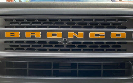 Detailed view of 2021-2026 Ford Bronco Full Size LETTER TEXT Front Grill Decals Accent Vinyl Graphics 3M