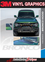Detailed view of 2021-2026 Ford Bronco Full Size BRONCO HOOD Stripes Accent Decals Vinyl Graphics Kits 3M