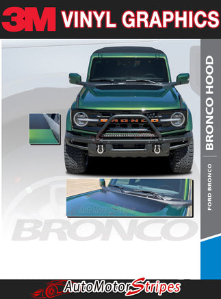 Detailed view of 2021-2026 Ford Bronco Full Size BRONCO HOOD Stripes Accent Decals Vinyl Graphics Kits 3M