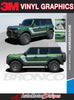 Detailed view of 2021-2026 Ford Bronco Full Size HORSESHOE Side Body Stripes Upper Door Accent Decals Vinyl Graphics Kits 3M