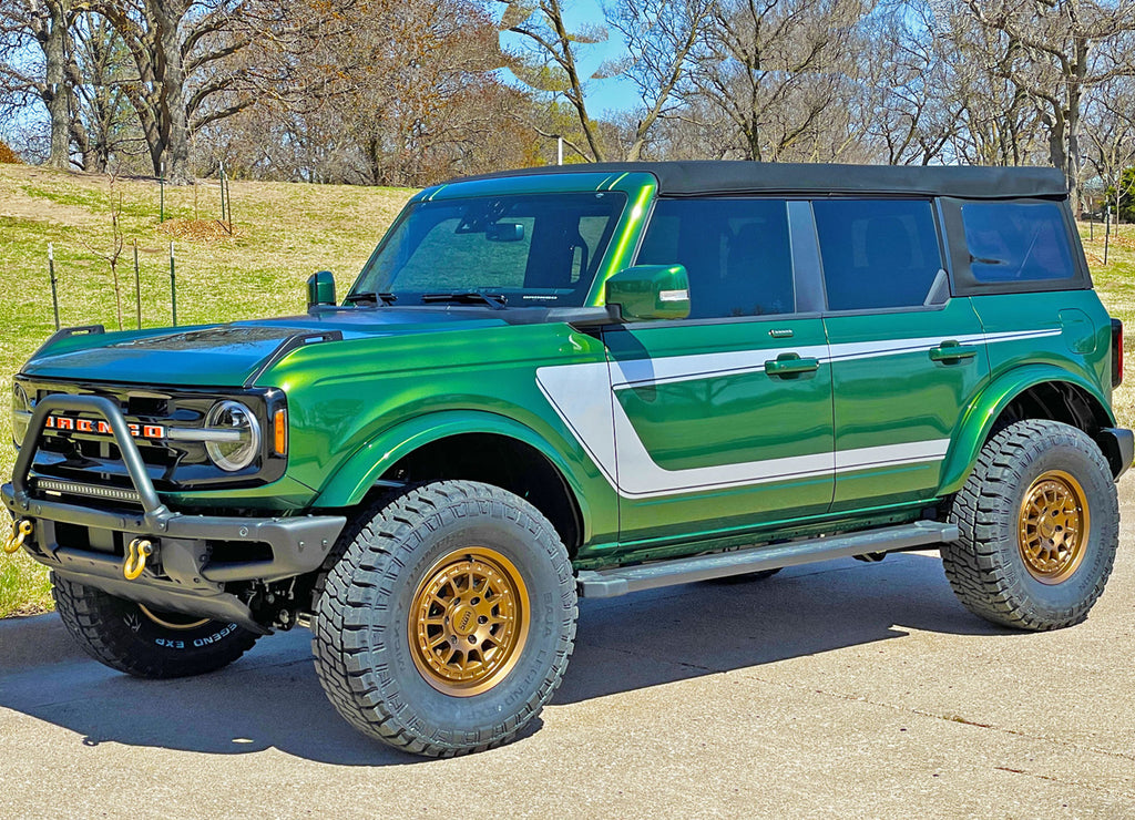 2021 2022 2023 2024 Ford Bronco Full Size HORSESHOE Side Body Stripes Upper Door Accent Decals Vinyl Graphics Kits 3M